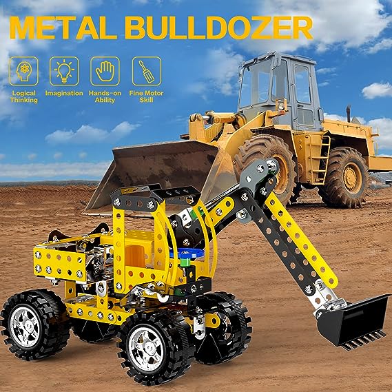 Toys for Kids 8 9 10 11 12+ Year Old, 256 PCS Metal Building Construction  Model kit, Engineering Building Blocks DIY Educational Gifts